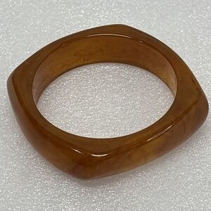 Vintage Bakelite Transparent  Marbled Butterscotch Orange Wide Bangle‎ Bracelet